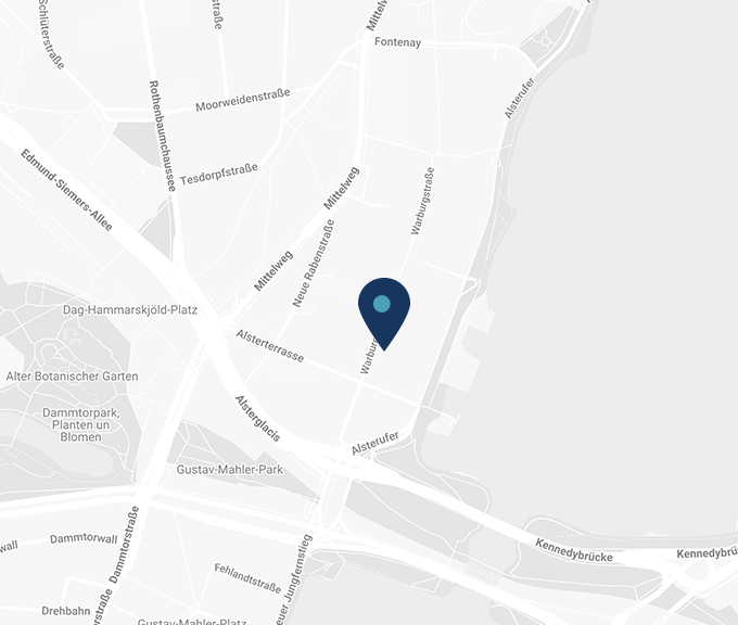 map of Warburgstrasse 16 near the Alster in Hamburg